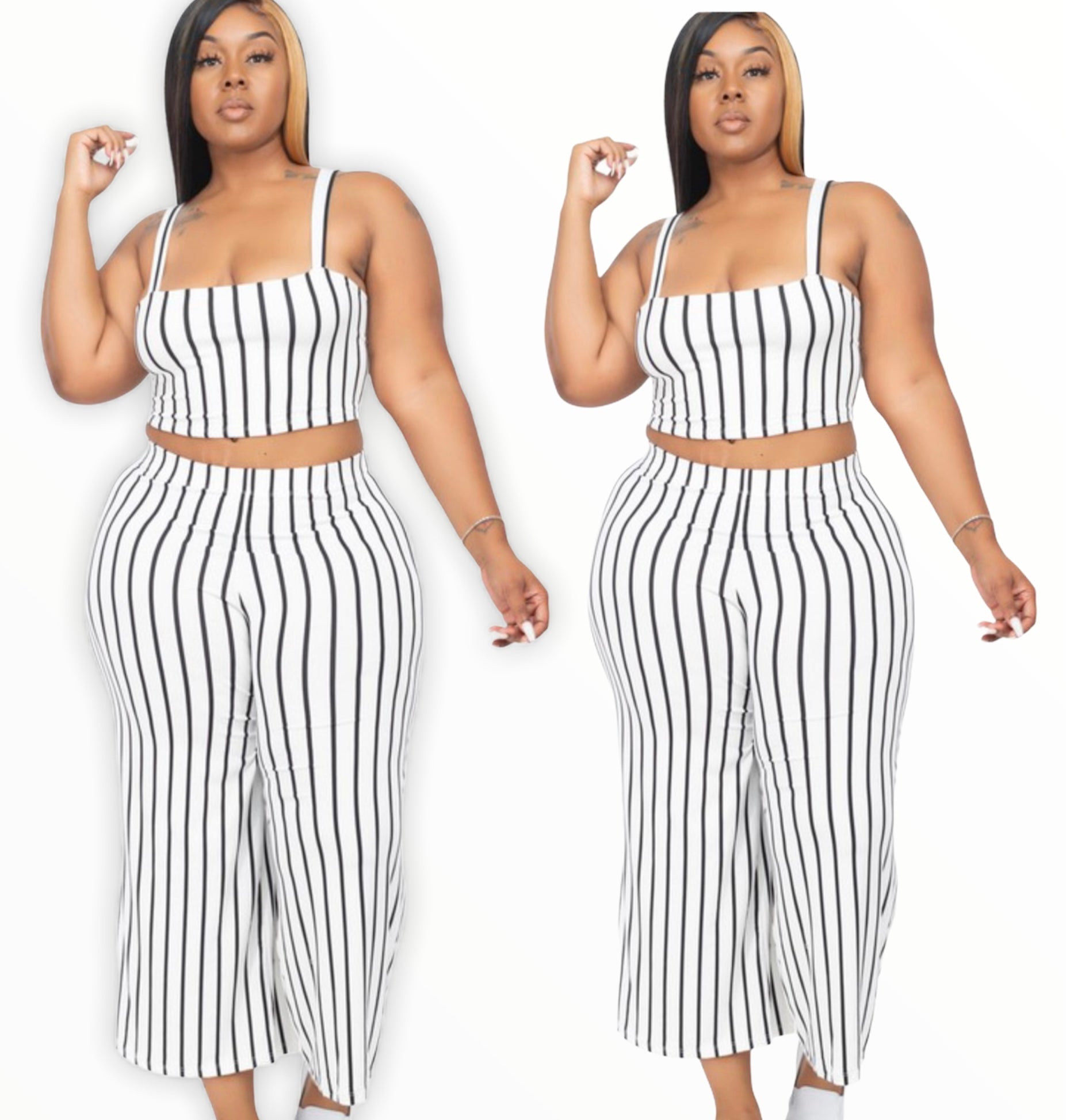 Striped Crop Top Set